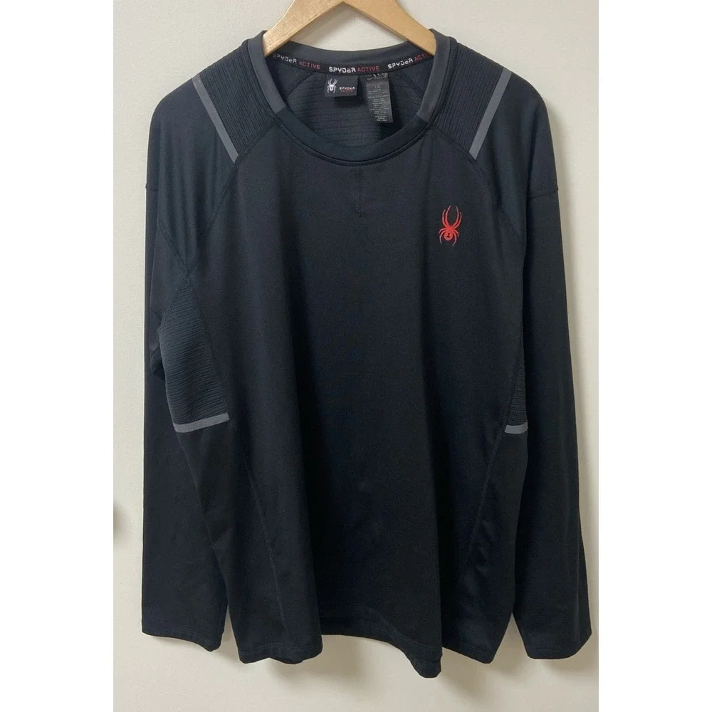 SPYDER Acrive Men's Performance Pullover Long Sleeve Shirt L Black  Athletic Pro